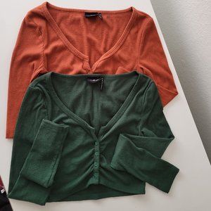 UO Out From Under Sherry Cropped Shirred Cardigan